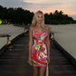 Colorful Print Sexy Dresses for Women Clothing Spaghetti Strap Backless Mini Dress Night Club Outfits