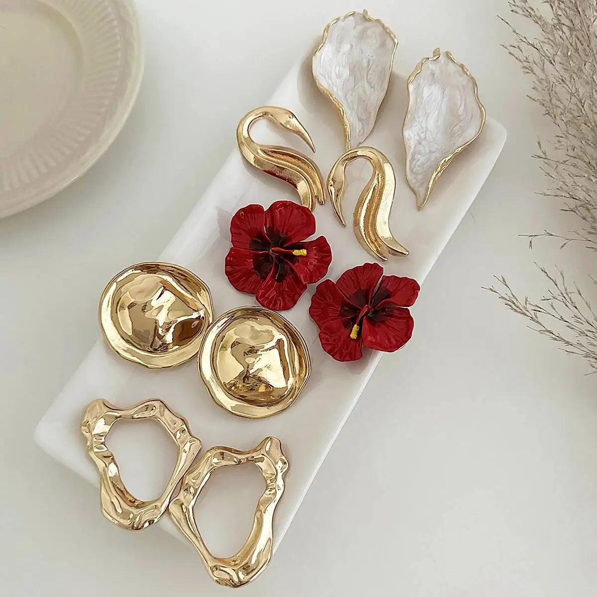 5 Styles Trendy Irregular Geometry Metal Stud Earrings Set for Women Exquisite Piercing Earring Jewelry 2026 New Gift