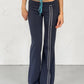 Autumn New Trend Stripes Pant Women Metal Decoration Elastic Waist Skinny Leisure Comfortable Daily Classic Streetwear