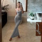 Halter Backless Maxi Dress with Long Sleeve Shawl Sexy Outfits Fall Casual Black Dresses Woman 2 Piece Set