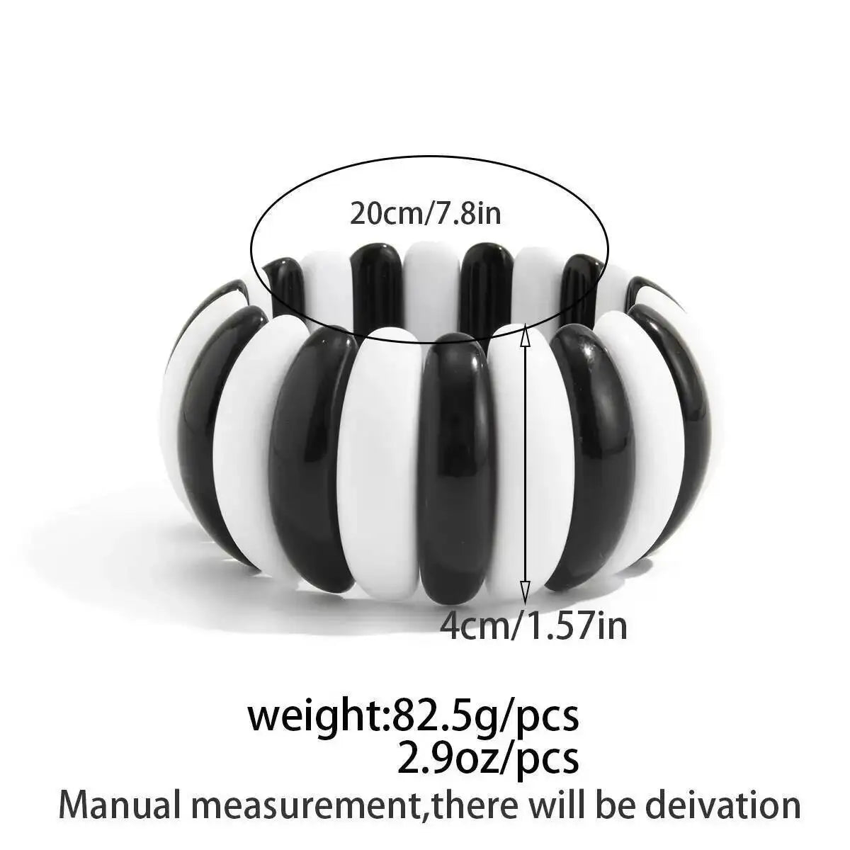 Women's 3-Style Boho Wide Geometric White Resin Cuff Elastic Bangles Set Vintage Punk Y2K Jewelry Gift Set