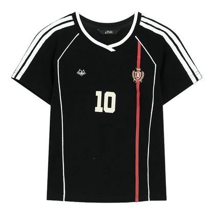 Assorted Jersey Style T-shirts, Sporty Number Print Tees, Slim V-neck Short Sleeve Tops for Women