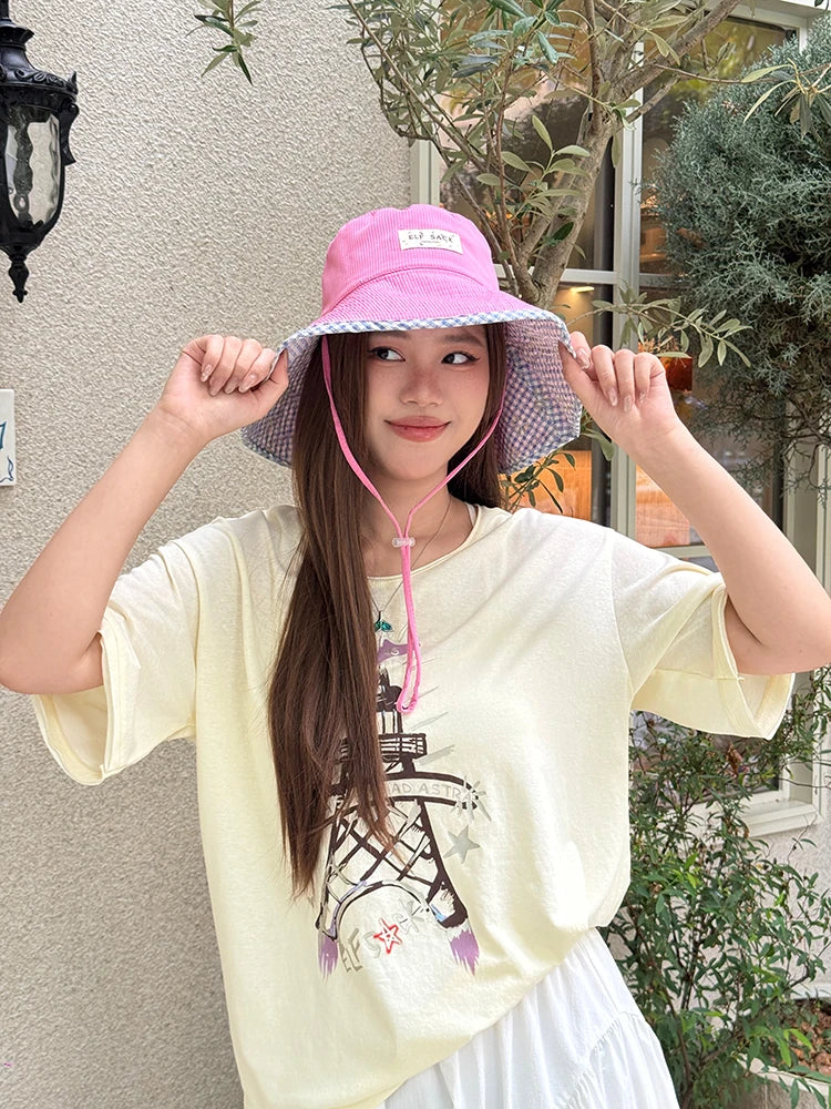 Women's Reversible Wide Brim Sun Hat, Adjustable Chin Strap Bucket Hat, Breathable UPF Protection Beach Hat for Women