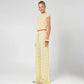 Two Piece Set Yellow Sheer Lace Co-Ord Cropped Top and Wide Leg Pants Summer Vacation Outfits Women 2026