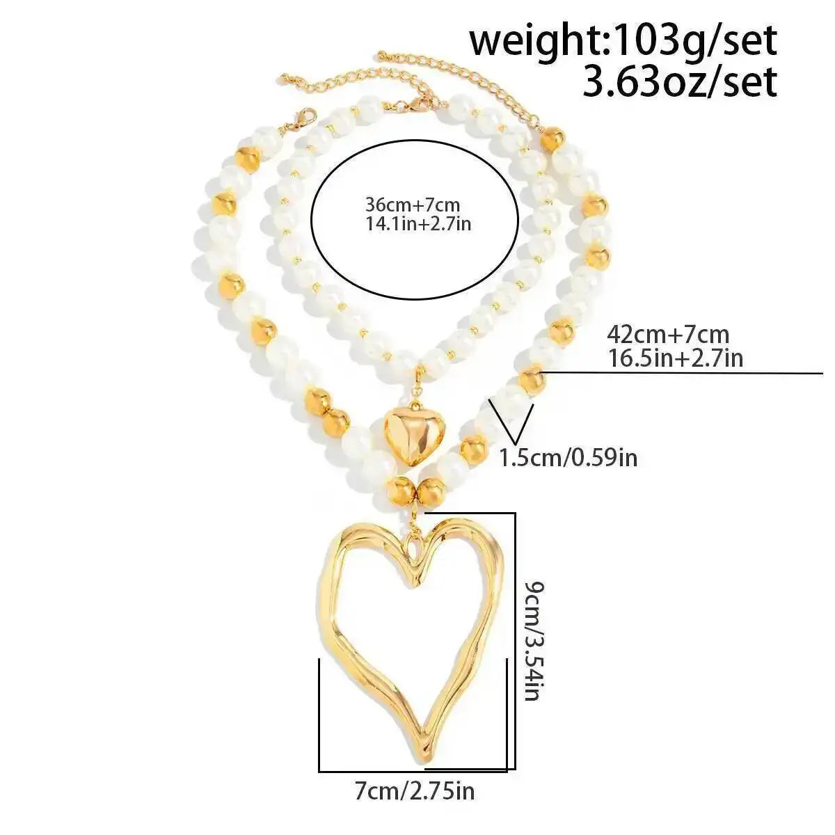 5 Styles Exaggerated Big Love Heart Cross Pendant Choker Necklace for Women Trendy Imitation Pearl Grunge Chain Jewelry