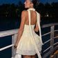 Tierred Dress Women Halter Backless Sleeveless v-Neck Tassel Skinny Elegant Summer Fashion Sweet Chic Mini Bodycon