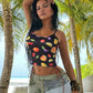 Fruit Print Camisole Women Low-Neck Sexy Midnight Skinny Music Festival  Summer Trend Hottie High Street Wild Clubwear