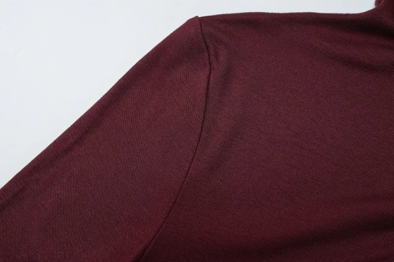 Turtleneck Long Sleeve Tees Basic Solid Color Fitted T Shirts Fall Winter Tops for Woman Clothes
