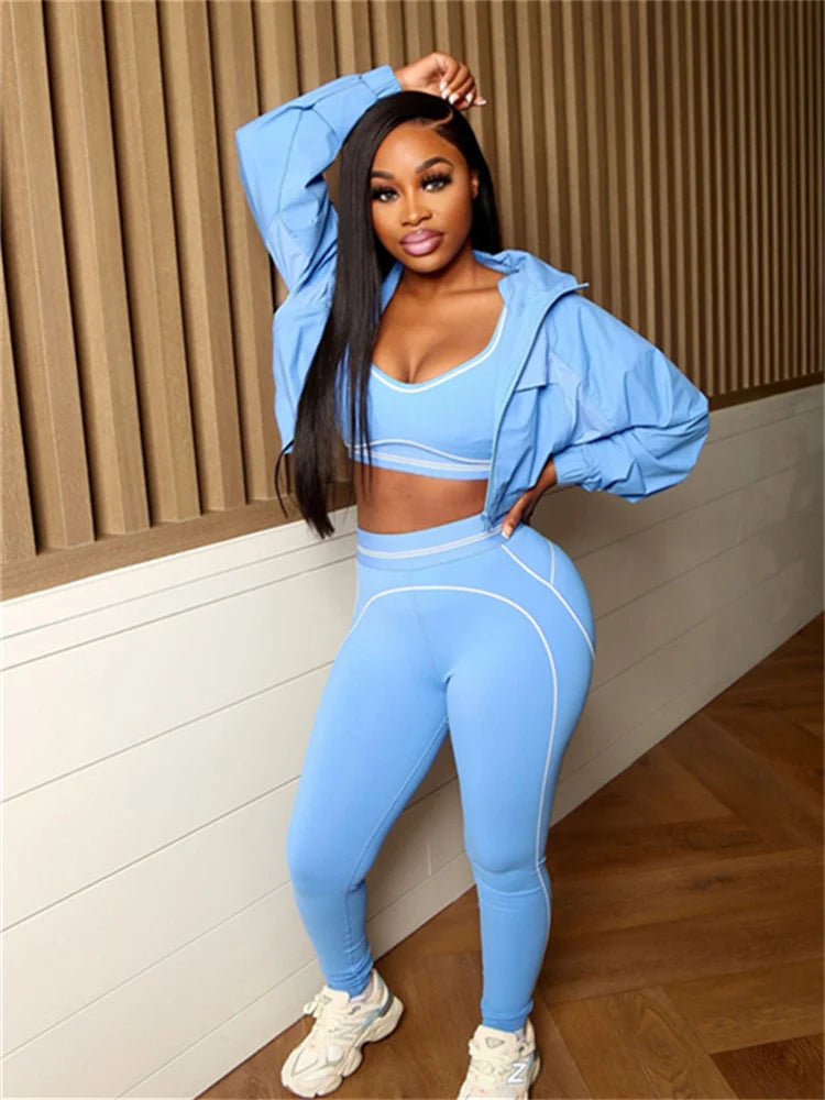 Casual Sporty 2 Piece Set Women Tracksuit Patchwork Stretch Tank Top+Leggings Stripe Matching Street Skinny Outfits