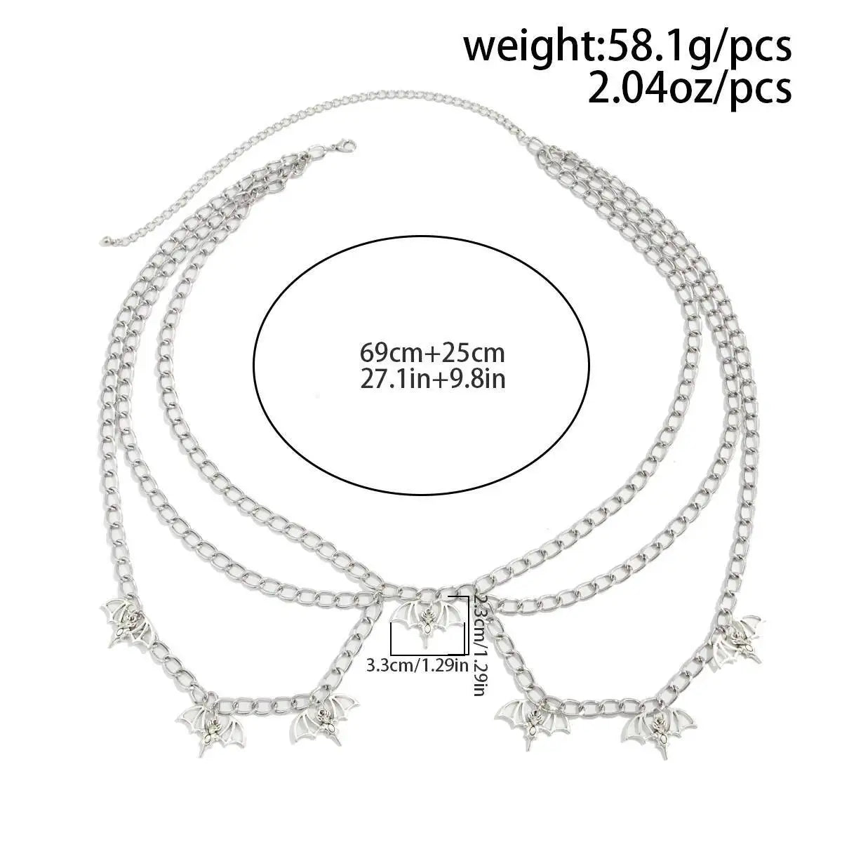 Gothic Multi-Layer Metal Belly Waist Chain for Women, Spider Web Bat, Halloween Party, Body Jewelry Accessories, Gift, Fashion