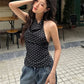 Polka Dot Print Tank Tops Women Halter Backless Skinny Sexy Summer Trend Hottie Street Midnight Coquette Party Vest