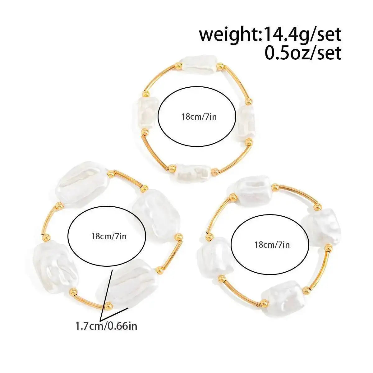 3Pcs/Set Creative Irregular Imitation Pearl Chain Bracelet for Women New Trend Elegant Stackable Bangle Wedding Jewelry