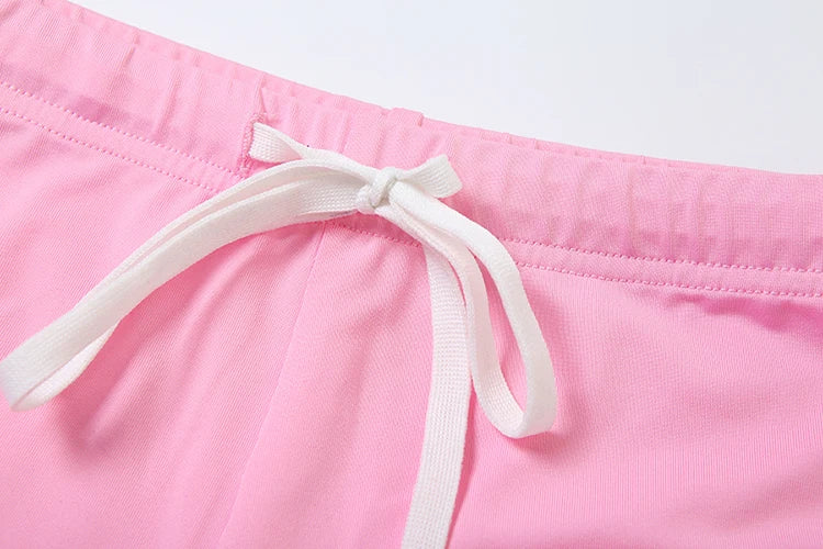 Activity 2piece Set Women Tracksuit Shorts Sleeve Crop Tops+Biker Shorts Letter Print Matching Street Stretch Suits