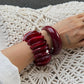 2 Styles Vintage Red Thick Resin Acrylic Bangles for Women on Hand 2025 New Fashion Irregular Arm Bracelet Boho Jewelry