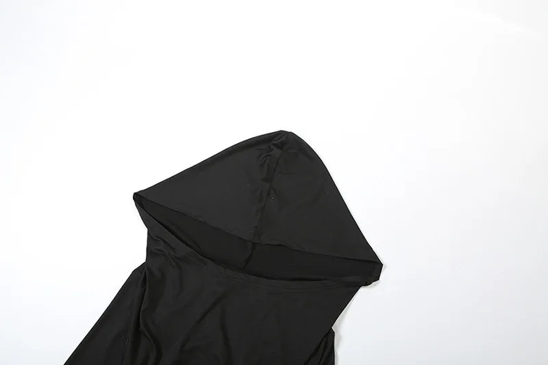 Cutout Backless Hooded Long Sleeve Jumpsuits for Woman Sexy Black One Pieces Outfits