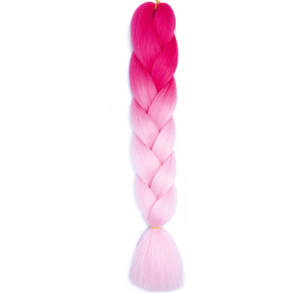 24 Inch Jumbo Box Braids Extensions Synthetic Braiding Hair DIY Hair Braids For Children Pink Purple Yellow Gray