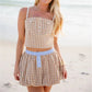 Women Gingham Plaid 2 Piece Outfit Spaghetti Strap Button Front Crop Cami Top Bubble Mini Skirt Summer Beach Vacation
