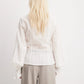 Women's Fall Button Up Blouse Casual Loose Fit Stylish Embroidered Solid Color Eyelet V Neck Long Sleeve Tops