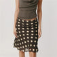 Women's Boho Polka Dot Midi Skirt High Waist Ruffle Hem Silky Satin Flared Skirt Beach Vacation Summer Casual Skirt