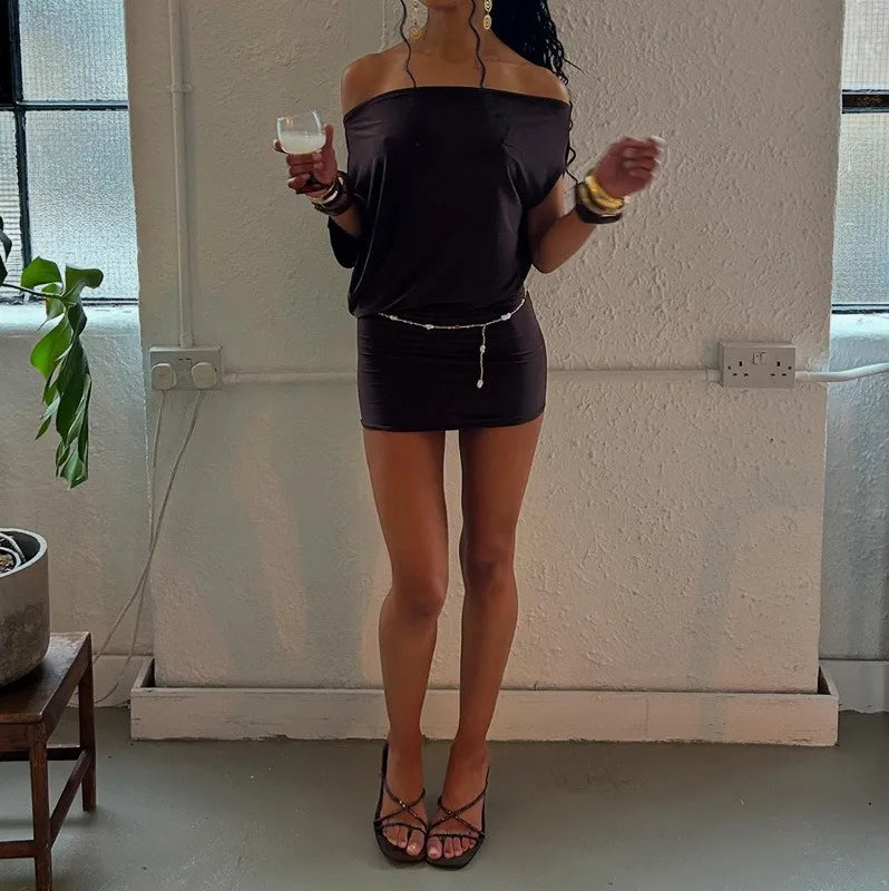 Asymmetrical Off Shoulder Mini Dresses Woman Clothes Fashion Sexy Summer Dress