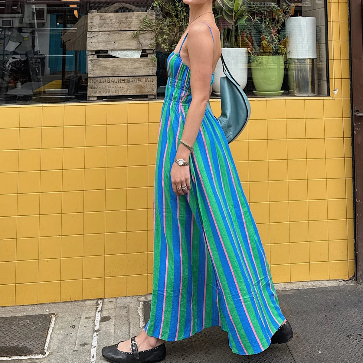 Women Striped Boho Maxi Slip Dress Sleeveless Color Block Flowy Beach Dress Square Neck Ruffle Long Sundress