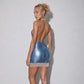Glossy Champagne Lace Trim Deep V Neck Halter Mini Dresses Sexy Clubwear Birthday Dress for Woman 2026