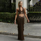 Sexy 2 Pieces Set for Woman Summer Dress Maxi Skirt and Cut Out Crop Top Matching Sets Outfits Vacation