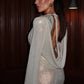 Full Sleeve Mini Dress Woman Autumn Trend Folds Deep V-Neck Backless Sexy Shiny Midnight Club Party Fashion Mini Bodycon