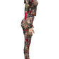 Colorful Print Women 2 Piece Set See Through Hooded Crop Jacket+Leggings Sexy Hipster Matching Midnight Clubwear Suit