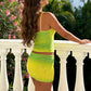 Women’s 2-Piece Knit Set Gradient Sleeveless Camisole and Bodycon Mini Skirt Slim Fit Summer Party Club Matching Outfit