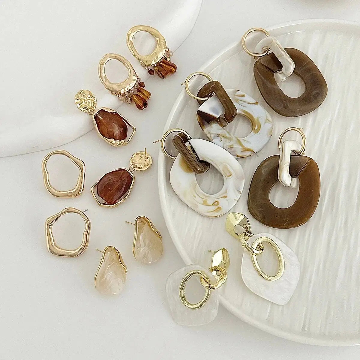 5 Styles Creative Irregular Acrylic Square Drop Earrings Set for Women Elegant Vintage Piercing Earrings Party Jewelry