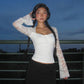 Lace Long Sleeve Crop Tops for Woman Sexy Shirts Blouses White Black Spring 2026