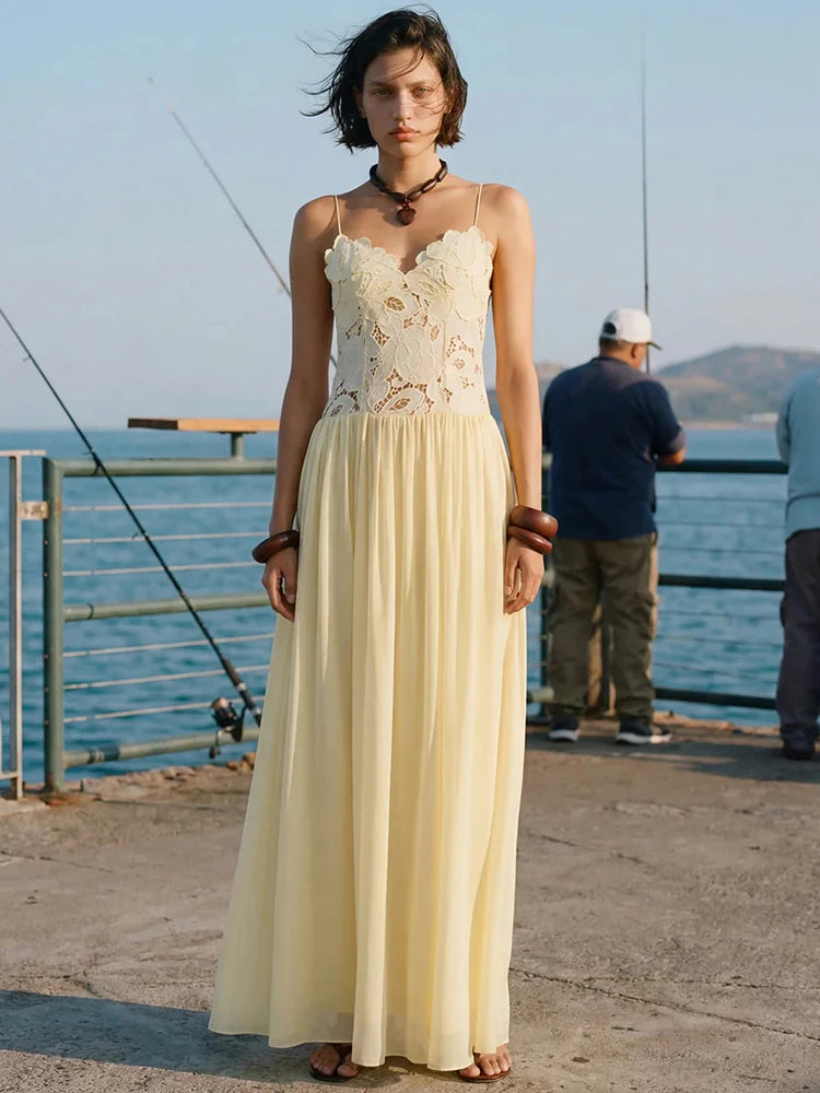 Lace Corset Sexy Maxi Dress Women Elegant Spaghetti Strap Sleeveless Backless Bodycon Club Party Long Dresses Summer