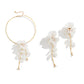 Creative Punk Torques Chain Necklace Women Wed Bridal Elegant White Flower Hanging Drop Earrings Wed Bridal Jewelry Set
