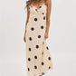 Women Summer Y2k Chiffon Maxi Dress V Neck Sleeveless Backless Polka Dot Print Ruffles Club Party Vacation Bodycon Dress