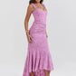 Off-shoulder Backless Sexy Evening Dress For Women Purple Sleeveless Strapless Ruched Bodycon Club Party Dress