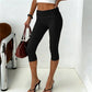 Low Rise Fold Over Studded Detail Skinny Pants Women Eyelet Waistband Capri Leggings Y2K Aesthetic Punk Streetwear
