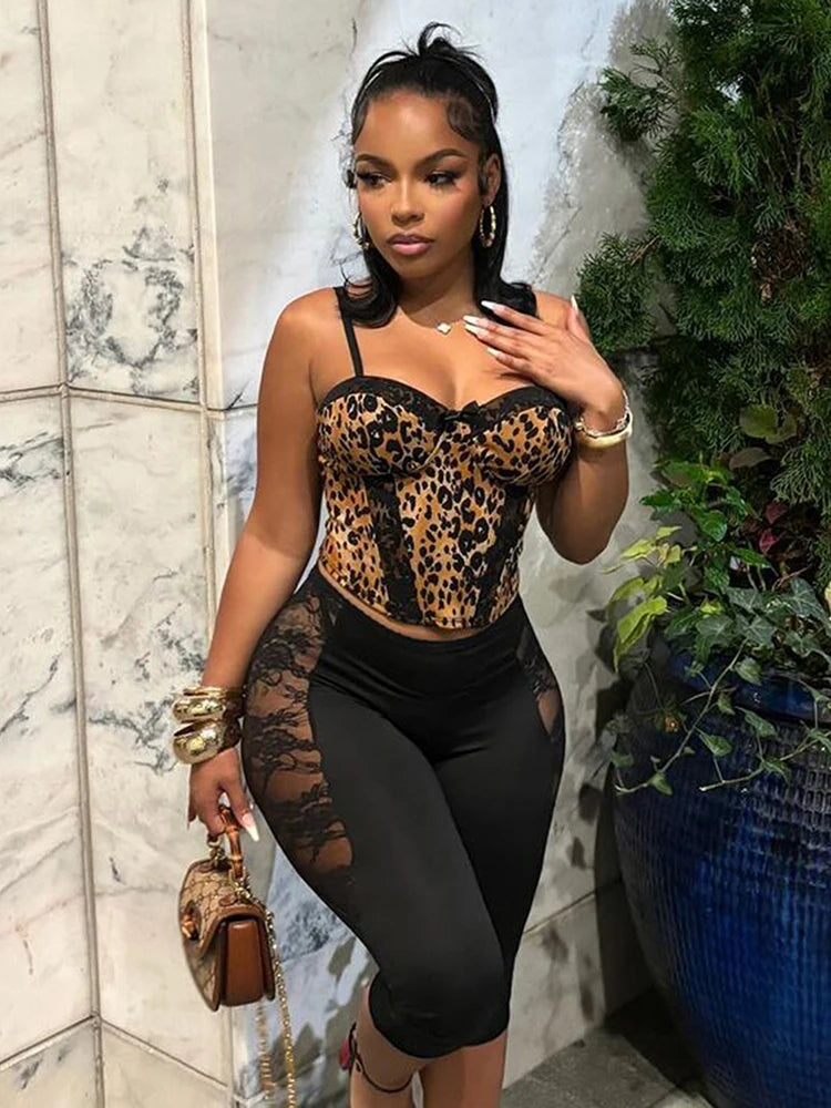 Mesh Patchwork Pants Women Midnight Sexy Elastic Waist Skinny Bottoms Hot Girls Club Party Hipster Coquett Outfits