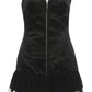 Mesh Patchwork Mini Dress Woman Sexy Zip Wrap Chest Backless High Waist Midnight Club Party Ruched Elegant Bodycon