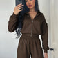 Sporty Tracksuit Women 2 Piece Set Panelled Stripes Simple Hooded Zip Jacket+Wide Pants Matching Casual Street Outfit