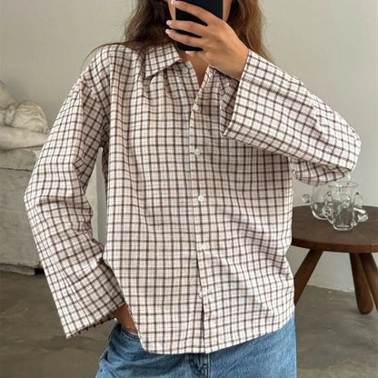 Y2K Vintage Long Sleeve Blouse Stripes Collared Shirts Striped Button Down Shirt Women Oversized Trendy Fall Y2K Clothes