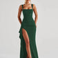 Elegant Spaghetti Strap Sexy Maxi Dress Women Gown Fashion Sleeveless Backless Thigh High Split Draped Club Long Dress