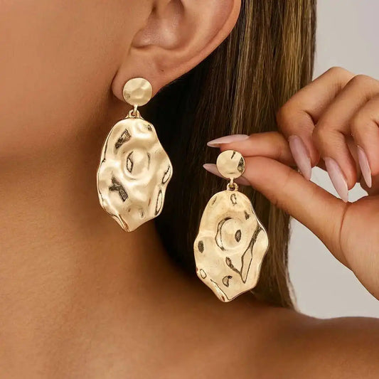 Trendy Vintage Irregular Geometric Drop Earrings Women Elegant Gold Color Piercing Pendant Earring Jewelry Accessories