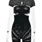 Sexy Hollow Playsuits Women Thin Sexy Patchwork Body-Shaping Midnight Party Clubwear Stretch Activity Summer Romper