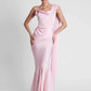 Satin Backless Sexy Maxi Dress Women Elegant One Spaghetti Strap Sleeveless Ruched Waist Club Party Mermaid Long Dress