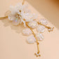 Creative Punk Torques Chain Necklace Women Wed Bridal Elegant White Flower Hanging Drop Earrings Wed Bridal Jewelry Set