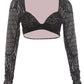 Jacquard t-Shirt Women Full Sleeve Low-Neck Skinny Sexy Midnight High Street Music Festival Hottie Party Clubwear