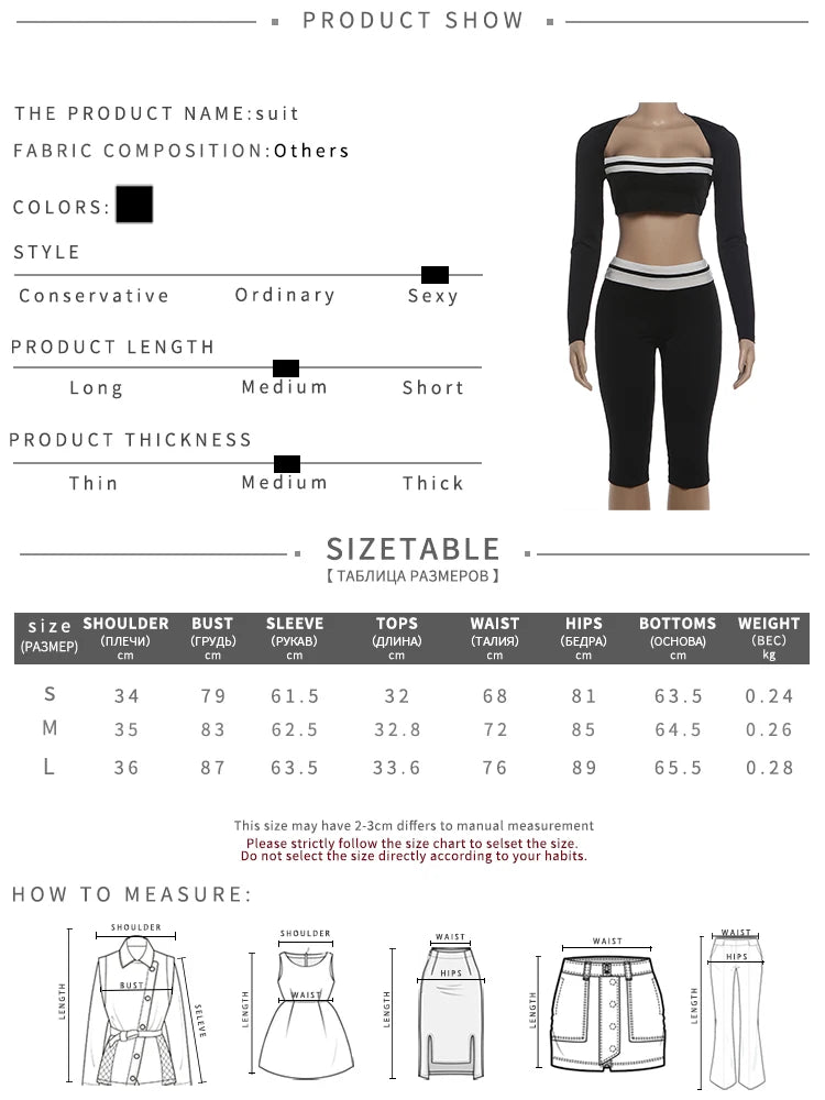 2 Piece Set Woman Contrast Patchwork Autumn Trend Low-Neck Full Sleeve Crop Tops+Skinny Peach Hip Long Pant Sexy Suit