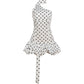 Polka Dot Print Dress Woman Irregular Skew Collar Halter Ribbon Backless Puffy Hem Y2K Style Elegant Mini Bodycon