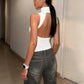 Sleeveless Turtleneck Hollow Backless Crop Top Sexy Black White Tank Tops 2026 Summer Fashion Woman Clothes